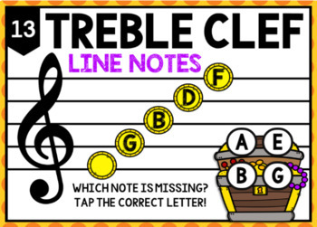 Treble Treasure Boom Cards™ Treble Clef Task Cards for Distance Learning