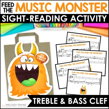 Preview of Treble and Bass Clef Game - Feed the Music Monster Sight-Reading & Ear Training