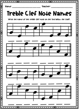 Treble and Bass Clef Note Reading Worksheet Bundle Set by Rocky