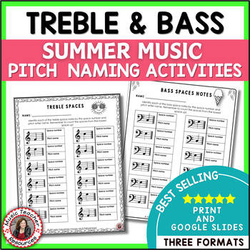 Preview of Music Theory Worksheets - Treble and Bass Clef Note Naming Activities