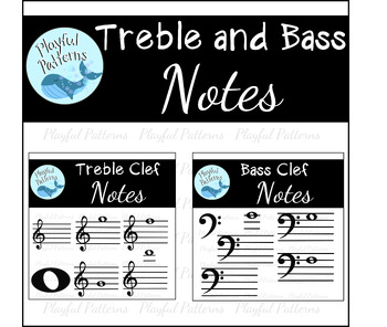 Preview of Treble and Bass Clef Notes Clip Art:  Music/Piano Worksheets, Music Clip Art