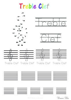 Preview of Treble and bass clef tracing worksheet.