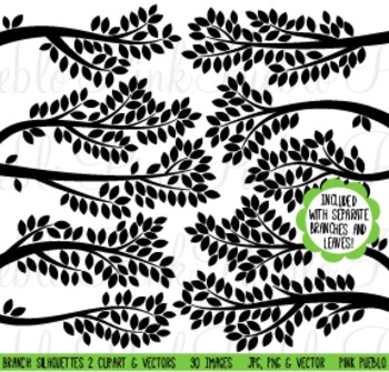 branches leaves silhouette clipart