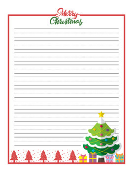 Christmas Tree Writing Paper Lined Christmas Border Handwriting Lines FREE