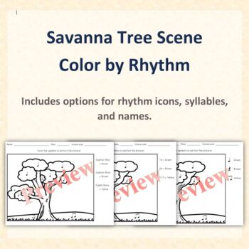 Tree Color by Rhythm Worksheet by Off Key Studios | TpT