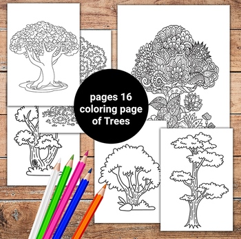 Preview of Tree Coloring Page I Printable Tree DIGITAL Coloring Page | INSTANT DOWNLOAD