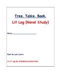 Tree. Table. Book. Lit Log (Novel Study)