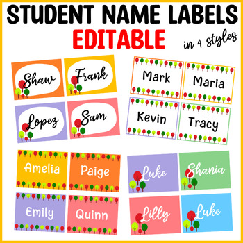Tree Theme Printable Nametags, Name Labels, Colorful Student Name Tags