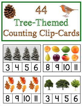 Preview of Tree Themed Counting Clip Cards: Creative Curriculum Trees Study