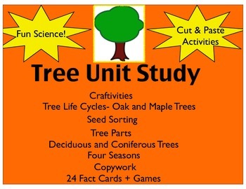 Preview of Tree Unit Study(Printables, Centers, Hands on activities and Games)