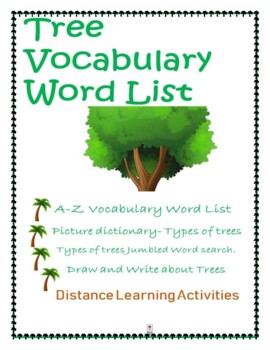 Preview of Tree Vocabulary Word List for Distance Learning