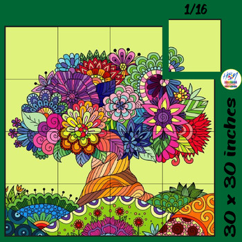 Preview of Spring Tree Zentangle Collaborative Coloring Poster Mandala Bulletin board Craft