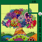 Spring Tree Zentangle Collaborative Coloring Poster Mandal