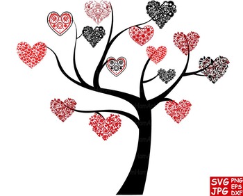 Tree Heart Silhouette Floral Svg Clip Art Valentine S Day Love Back Wedding 58s