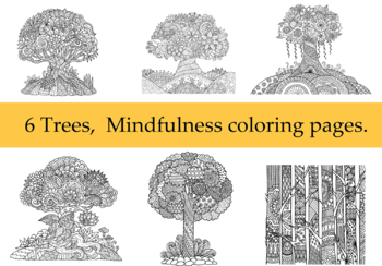 Preview of Tree set - Mindfulness coloring pages - PDF files