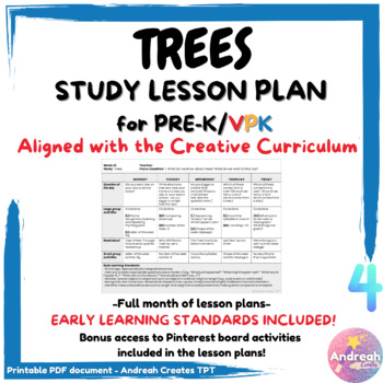 Preview of Trees Study Lesson Plan Creative Curriculum PRE-K / VPK