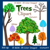 Trees clipart, all seasons, color and B&W commercial use