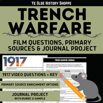 Preview of Trench Warfare Journal & 1917 Movie Questions for World History & AP Euro