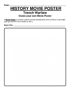 Preview of Trench Warfare "Movie Poster" WebQuest & Worksheet