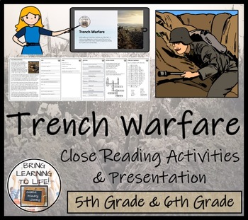 Preview of Trench Warfare in World War I Close Reading Comprehension | 5th & 6th Grade
