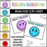 Trendy Rainbow Behavior Clip Chart and Calendar | Smiley Faces