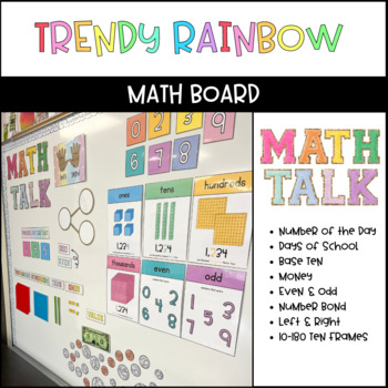 Preview of Trendy Rainbow Math Board | Days of School | Number of the Day