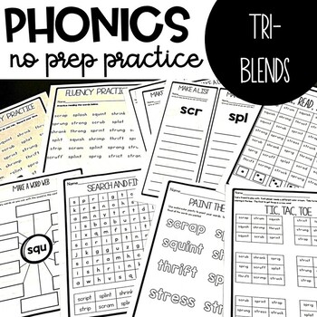 Preview of Three Letter Blends Worksheets Perfect for Centers or Homework