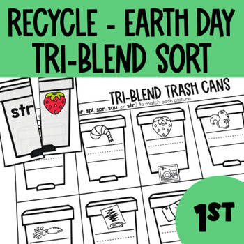 Preview of Tri-Blends Match - 1st Grade Literacy Center (Earth Day)