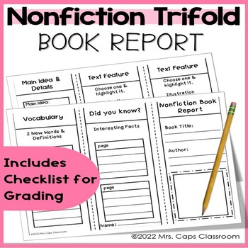 Preview of Trifold Book Report Nonfiction 3rd & 4th Grade