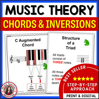 Preview of Music Theory Chords and Inversions Teaching Slides and Theory Worksheets