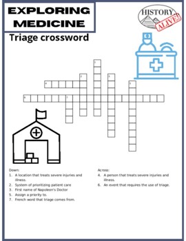 Triage crossword by Jonathan Allers TPT