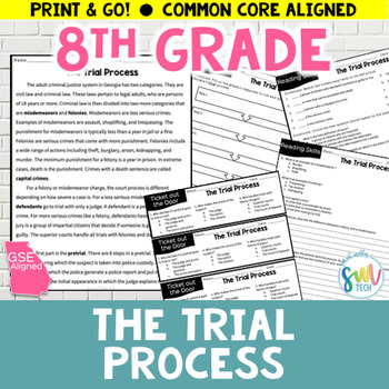 Preview of Trial Process in Georgia - Social Studies Reading Activity SS8CG4 SS8CG4d GSE