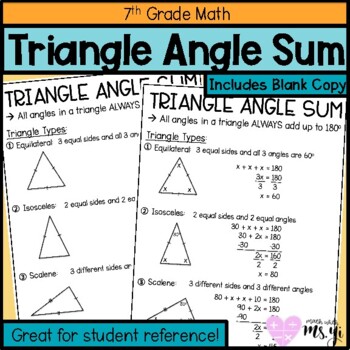 Preview of Triangle Angle Sum Anchor Chart for Distance Learning