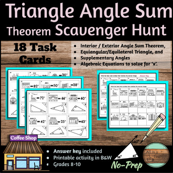 Preview of Triangle Angle Sum Theorem (Int Ext) Scavenger Hunt Activity