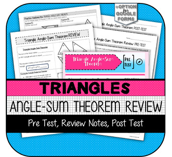 Preview of Triangle Angle-Sum Theorem REVIEW (8th Grade Prep)