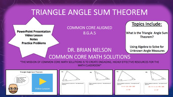 Preview of Triangle Angle Sum Theorem - Video Lesson, Notes, PowerPoint & Printables!