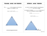 Triangle Angle Sum Theorem and Exterior Angle Theorem