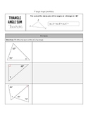 Triangle Angle Sum and Exterior Angle Theorem (Notes and P
