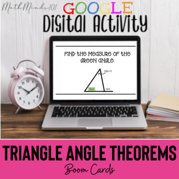 Preview of Triangle Angle Theorems - Boom Cards™ task cards - Online Activity