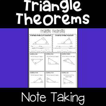 Preview of Triangle Angle Theorems - Notes - angle sum & exterior angle theorems