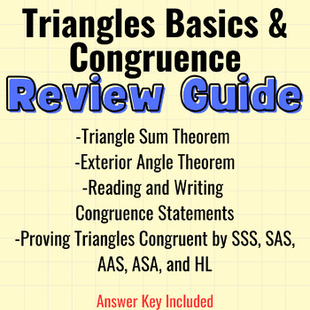 Preview of Triangle Basics & Congruence Review Study Guide/Exam Review/Guided Review