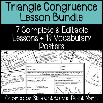 Preview of Triangle Congruence | Warm Ups | Guided Notes | Practice | Exit Slips Bundle