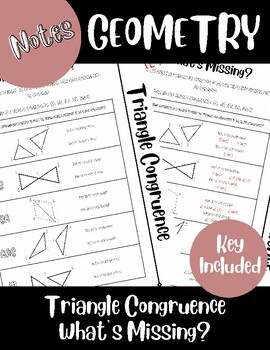 Preview of Triangle Congruence Notes - What's Missing?