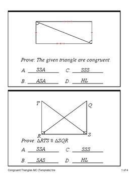 Triangle Congruence Oh My Worksheet - The Ha Hypotenuse ...