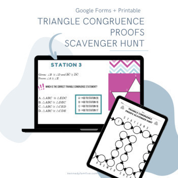 Preview of Triangle Congruence Proofs Scavenger Hunt and Task Cards