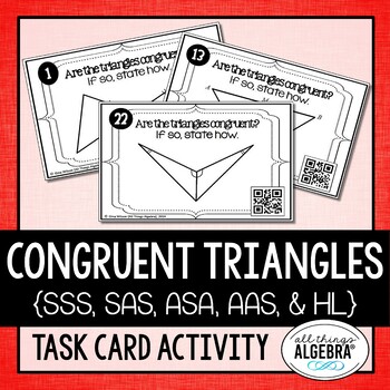 Preview of Congruent Triangles (SSS, SAS, ASA, AAS, HL) | Task Cards