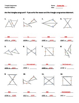 Triangle Congruence Worksheet - Practice Problems by Dr Pepper Lover