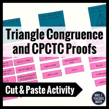 Preview of Congruent Triangles and CPCTC Proofs Cut and Paste Activity