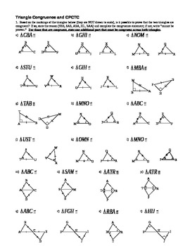 Triangle Congruence and CPCTC  Proving Triangles Congruent w/Key  Editable