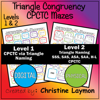 Preview of Triangle Congruency CPCTC Mazes (Levels 1 and 2)